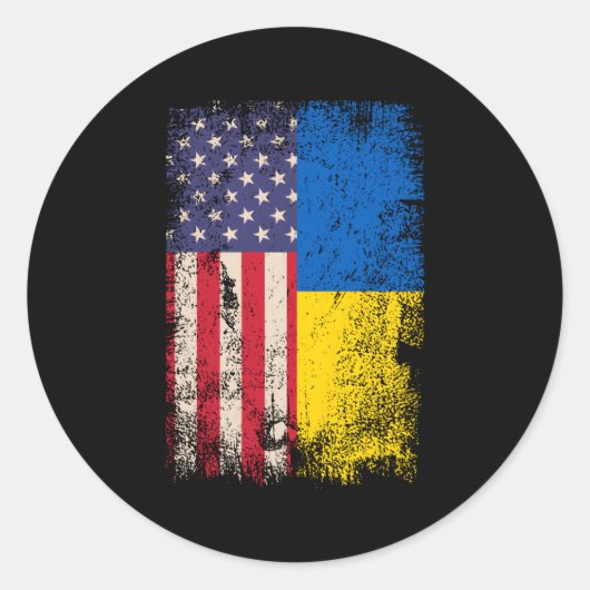 Oekraïnse Amerikaanse vlag Oekraïnse VS Roots Ronde Sticker (Voorkant)