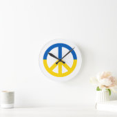 Oekraïnse blauwgele vlag voor vredessymbool ronde klok (Huis)
