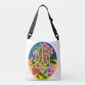 Oekraïnse bloem en Oekraïense vlag met bloemen Crossbody Tas (Voorkant)