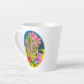 Oekraïnse bloem en Oekraïense vlag met bloemen Latte Mok (Linkerhoek)