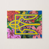 Oekraïnse bloem en Oekraïense vlag met bloemen Legpuzzel (Horizontaal)