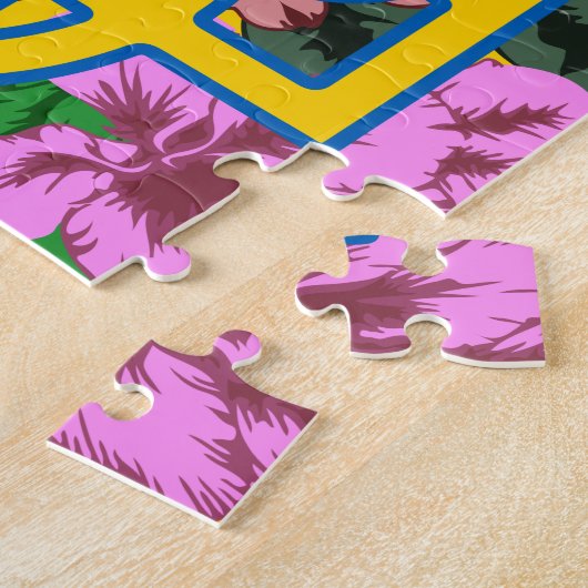 Oekraïnse bloem en Oekraïense vlag met bloemen Legpuzzel (Zijkant)