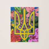 Oekraïnse bloem en Oekraïense vlag met bloemen Legpuzzel (Verticaal)