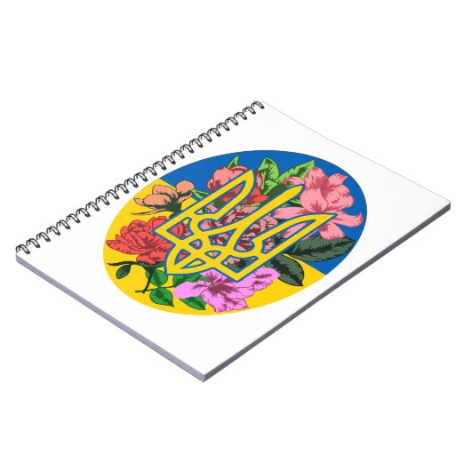 Oekraïnse bloem en Oekraïense vlag met bloemen Notitieboek (Linkerzijde)