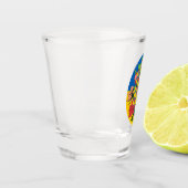 Oekraïnse bloem en Oekraïense vlag met bloemen Shot Glas (Links)