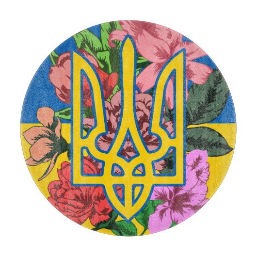 Oekraïnse bloem en Oekraïense vlag met bloemen Snijplank (Voorkant)