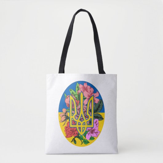 Oekraïnse bloem en Oekraïense vlag met bloemen Tote Bag (Voorkant)