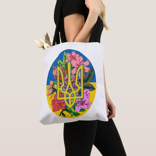 Oekraïnse bloem en Oekraïense vlag met bloemen Tote Bag (Dichtbij)