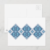 Oekraïnse borduurblauwe vyshyvanka briefkaart (Voorkant / Achterkant)