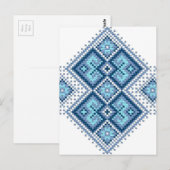 Oekraïnse borduurblauwe vyshyvanka briefkaart (Voorkant / Achterkant)