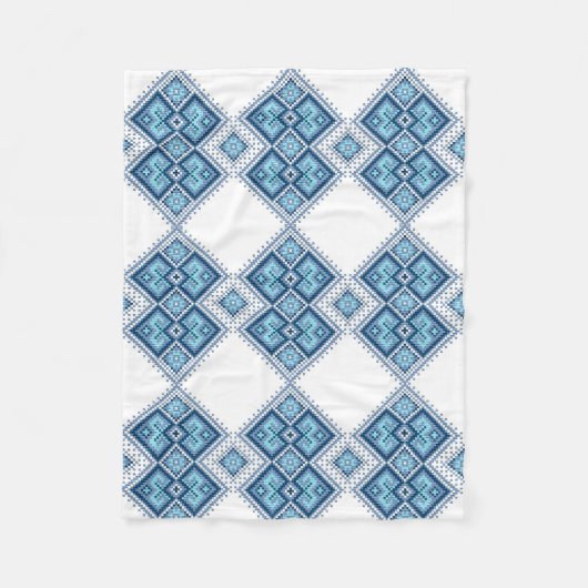 Oekraïnse borduurblauwe vyshyvanka fleece deken (Voorkant)