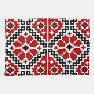 Oekraïnse borduurvrouw theedoek