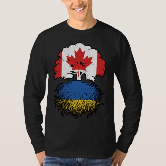 Oekraïnse Canadese Canada Boom Roots Flag T-shirt (Voorkant)
