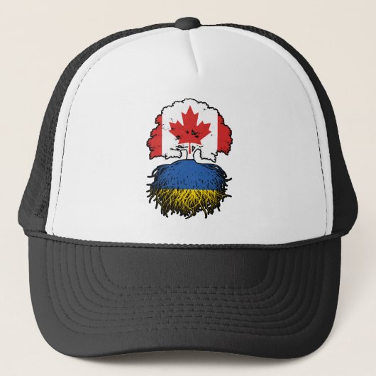 Oekraïnse Canadese Canada Boom Roots Flag Trucker Pet (Voorkant)