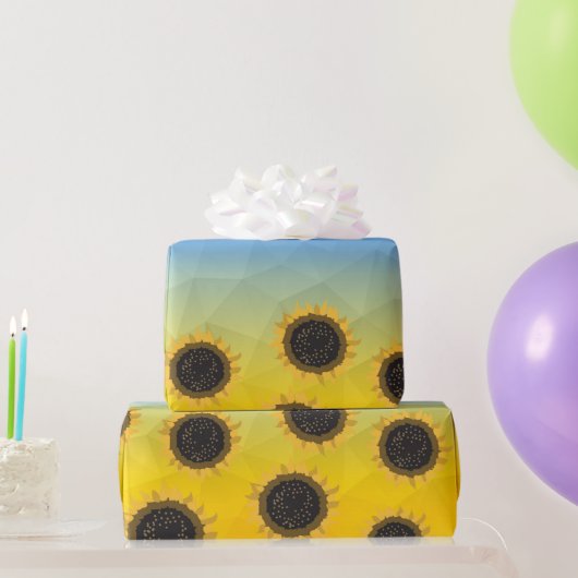 Oekraïnse geelblauwe maaswijdte Flowers Cadeaupapier (Feestgeschenken)