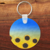 Oekraïnse geelblauwe maaswijdte Flowers Sleutelhanger (Achterkant)