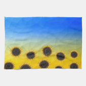 Oekraïnse geelblauwe maaswijdte Flowers Theedoek (Horizontaal)