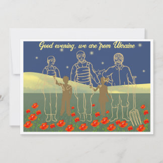 Oekraïnse goedenavond mensen geel en blauw kaart