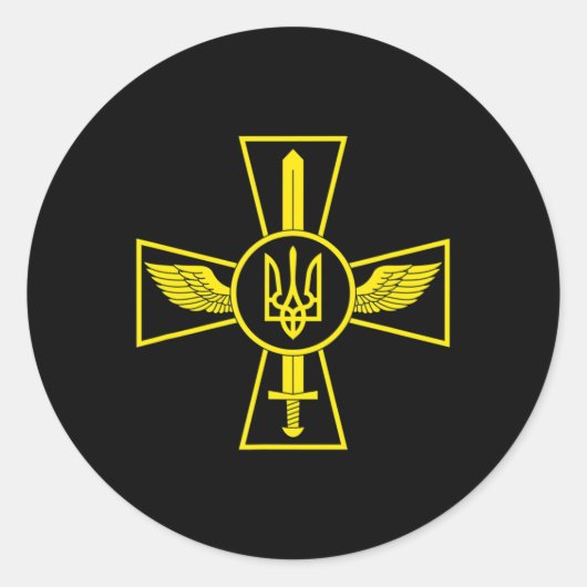 OEKRAÏNSE LUCHTKRACHTEN EMBLEM OEKRAÏNE ARMED FORC RONDE STICKER (Voorkant)