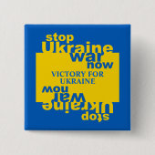 Oekraïnse oorlog nu Vlaggenoverwinning Oekraïne Vierkante Button 5,1 Cm (Voorkant)