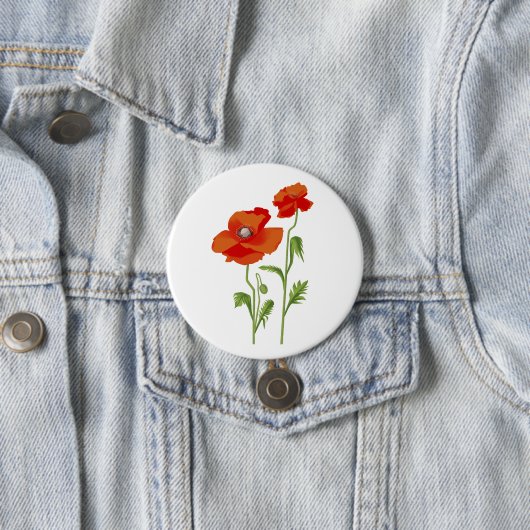 Oekraïnse "papaverbloem" vredelkleurige knop ronde button 7,6 cm (In situ)