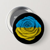Oekraïnse Roos vlag op zwart Ronde Button 7,6 Cm (Voorkant /achterkant)
