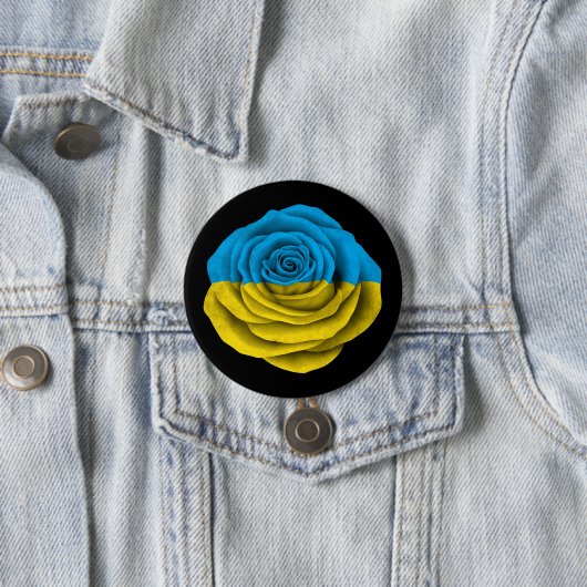 Oekraïnse Roos vlag op zwart Ronde Button 7,6 Cm (In situ)