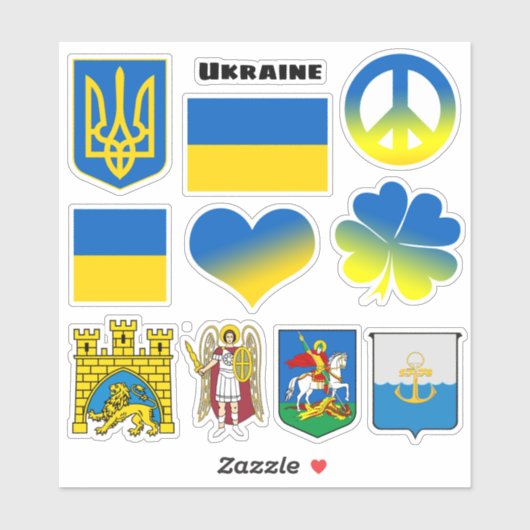 Oekraïnse stickers - vlag, vrede, Kiyv, Lviv / har (Vel)