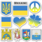 Oekraïnse stickers - vlag, vrede, Kiyv, Lviv / har (Voorkant)