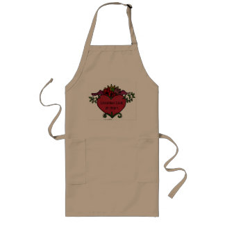 Oekraïnse stookok op Poppy Flowers Heart Lang Schort