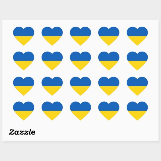 Oekraïnse vlag Blauw en Geel Hart Sticker (Vel)