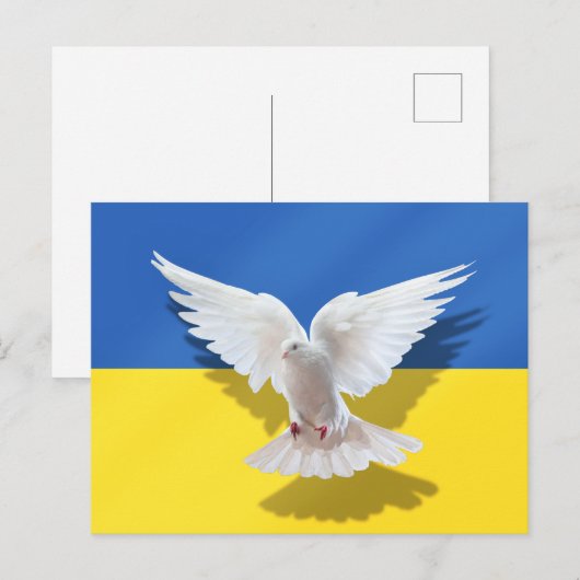 Oekraïnse vlag - Briefkaart vredesduif - Vrijheid (Voorkant / Achterkant)