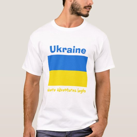 Oekraïnse vlag + kaart + tekst T-shirt (Voorkant)