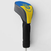 Oekraïnse vlag met wapen en aangepaste tekst golfheadcover (Schuin)