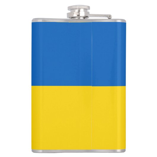 Oekraïnse vlag met wapen en aangepaste tekst heupfles (Achterkant)