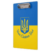 Oekraïnse vlag met wapen en aangepaste tekst klembord (Links)