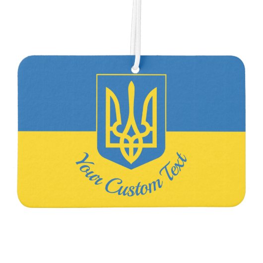 Oekraïnse vlag met wapen en aangepaste tekst luchtverfrisser