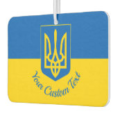 Oekraïnse vlag met wapen en aangepaste tekst luchtverfrisser (Links)