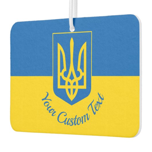 Oekraïnse vlag met wapen en aangepaste tekst luchtverfrisser