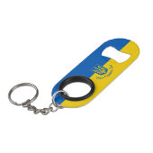 Oekraïnse vlag met wapen en aangepaste tekst mini flessenopener (Voorkant Gekanteld)
