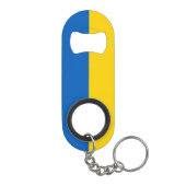Oekraïnse vlag met wapen en aangepaste tekst mini flessenopener (Achterkant)
