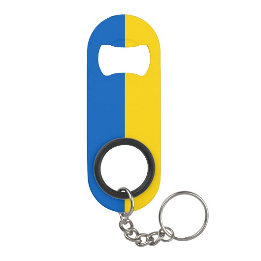 Oekraïnse vlag met wapen en aangepaste tekst mini flessenopener (Achterkant)