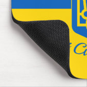 Oekraïnse vlag met wapen en aangepaste tekst muismat (Hoek)