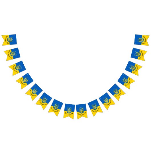 Oekraïnse vlag met wapen en aangepaste tekst vlaggetjes (Alle)