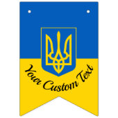 Oekraïnse vlag met wapen en aangepaste tekst vlaggetjes (Derde vlag)