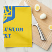 Oekraïnse vlag met wapen en tekst theedoek (Quarter Fold)