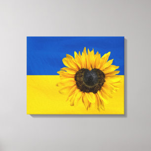 Oekraïnse vlag met zonnebloem canvas afdruk
