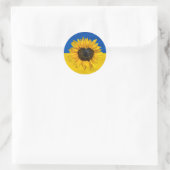 Oekraïnse vlag met zonnebloem ronde sticker (Tas)