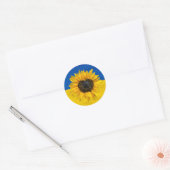 Oekraïnse vlag met zonnebloem ronde sticker (Envelop)