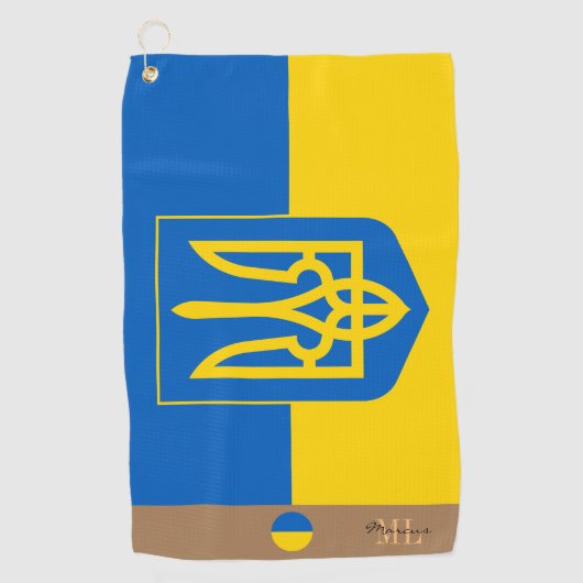 Oekraïnse vlag & Oekraïnse monografie Golf Towel Golfhanddoek (Voorkant)
